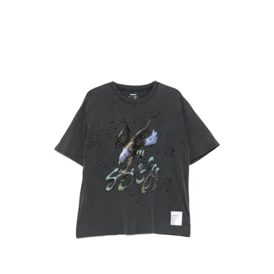 Satisfy Graphic-print Distressed T-shirt In Grey