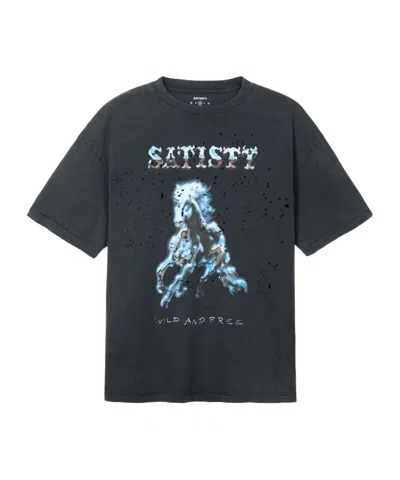 SATISFY SATISFY MOTHTECH HORSE PRINT DISTRESSED T-SHIRT