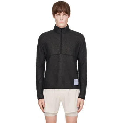Satisfy Gray Fuzzfleece Ad Half-zip Sweater In Black