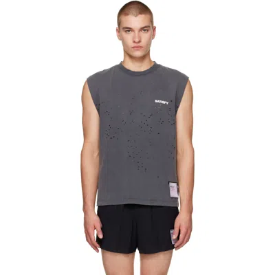 Satisfy Gray Mothtech Muscle Tank Top In Aged Black Sab