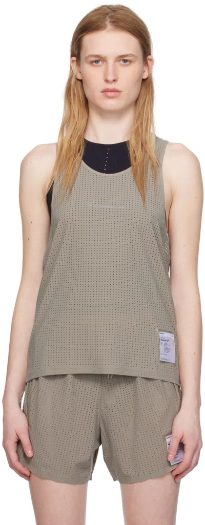 Satisfy Green Perforated Tank Top In Dry Sage
