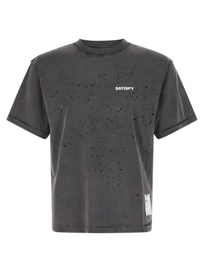 Satisfy Laser-cut Perforated Organic Cotton T-shirt In Gray