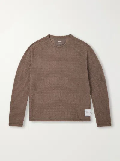 Satisfy Waffle-knit Raglan-sleeve Sweater In Brown