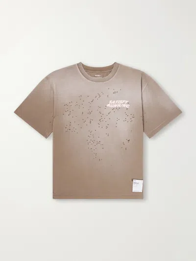 Satisfy Mothtech Sun Bleached Rain Drum T-shirt With Holes In Brown