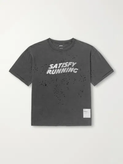 Satisfy Aged Black Mothtech T-shirt In Cotton In Gray