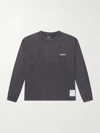 Satisfy Mothtech Distressed Long-sleeve T-shirt In Gray