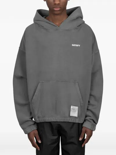 Satisfy Logo-print Hoodie In Gray
