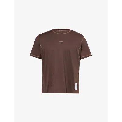 Satisfy Softcell™ Cordura® Climb Brand-patch Cotton-blend Jersey T-shirt In Brown