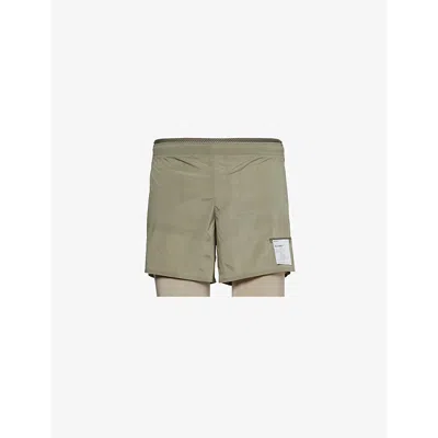 Satisfy Mens Vetiver Techsilk™ Lined Stretch-shell Shorts