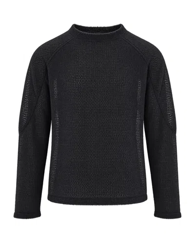 Satisfy Men's Waffle Knit Mock Neck Long Sleeve Top In Black
