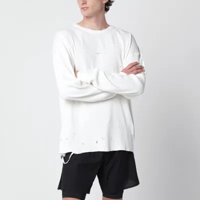 Satisfy Mothtech Aged Ecru Mini T-shirt With Distressed Holes In White