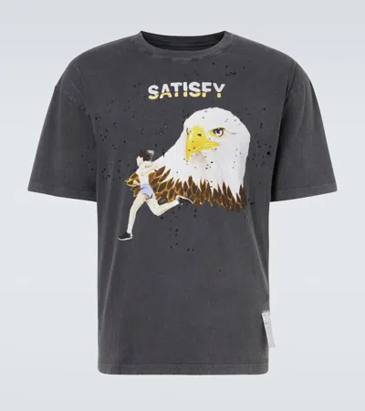 Satisfy Mothtech Printed Distressed Cotton T-shirt In Blue
