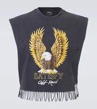 Satisfy Mothtech™ Cropped Cotton Jersey Tank Top In Black