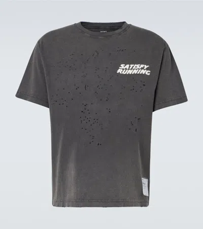 Satisfy Distressed Logo Cotton Jersey T-shirt In Gray