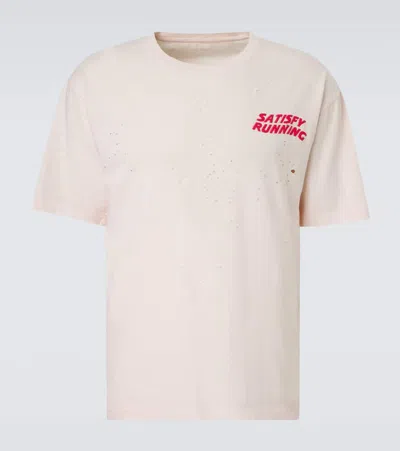 Satisfy Mothtech Distressed Cotton Jersey T-shirt In Pink