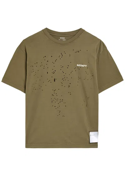 Satisfy Mothtech Distressed Cotton T-shirt In Green