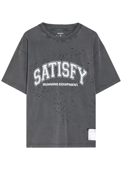 Satisfy Mothtech Distressed Cotton T-shirt In Blue