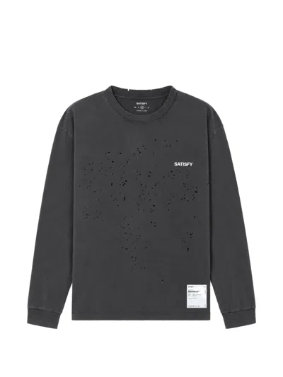 Satisfy Mothtech Distressed Long-sleeve T-shirt In Gray