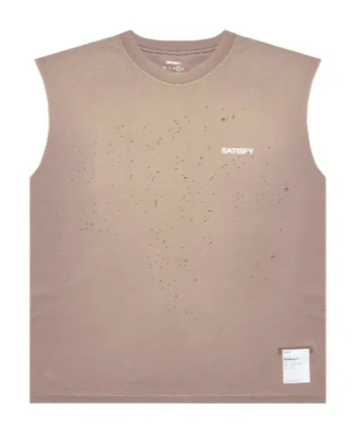 Satisfy Mothtech Distressed Muscle T-shirt In Brown