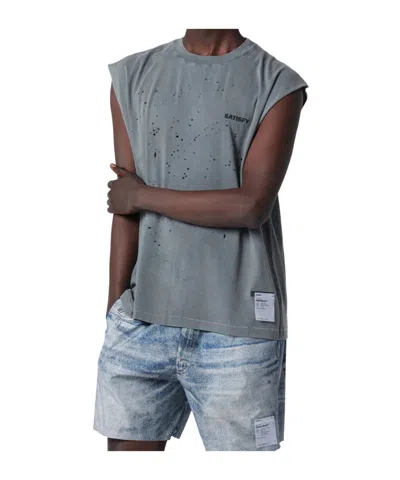 Satisfy Mothtech Distressed Muscle T-shirt In Gray