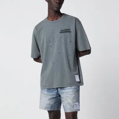 Satisfy Mothtech Faded Black T-shirt With Logo Print In Blue