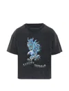 Satisfy Mothtech Graphic-print Distressed-effect T-shirt In Gray