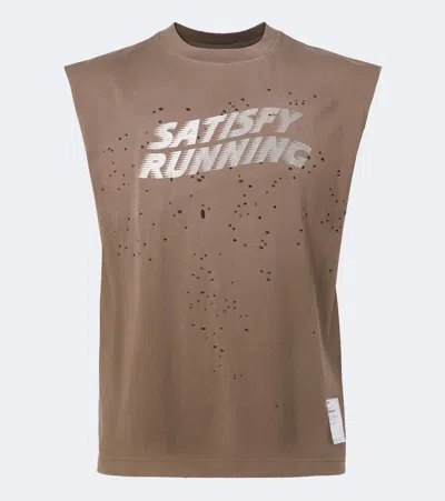 Satisfy Mothtech Printed Cotton Tank Top In Brown