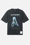 Satisfy Graphic-print Distressed-effect T-shirt In Black