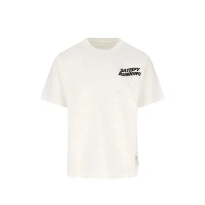 Satisfy Perforated Logo T-shirt In Neutrals