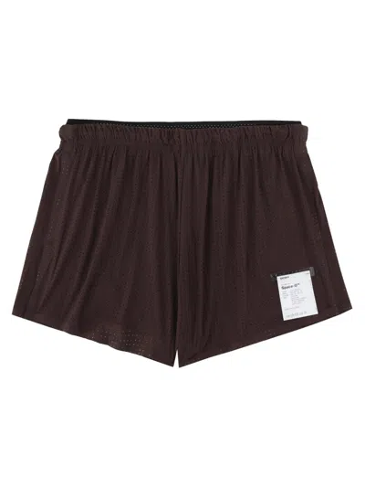Satisfy Perforated Running Shorts In Brown