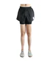 Satisfy Elastic Waist Sports Shorts In Black