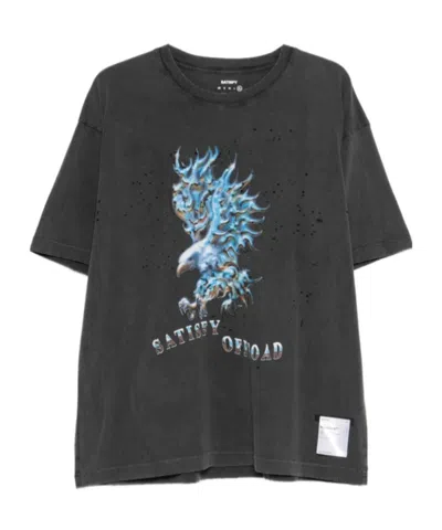 Satisfy Relaxed Fit Flaming Eagle T-shirt In Black