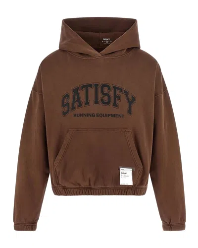 Satisfy Softcell Hoodie With Collegiate Logo And Kangaroo Pocket In Brown