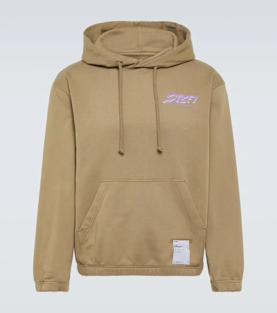 Satisfy Softcell Logo Cotton Terry Hoodie In Stone Fallen Rock