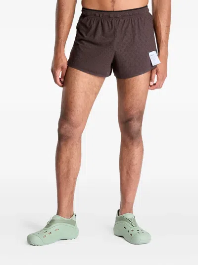Satisfy Space-o™ 2.5" Distance Perforated Elastic-waist Shorts In Brown
