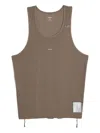 Satisfy Space-o Logo-print Pin-embellishment Tank Top In Brown