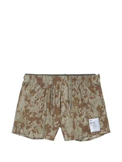 Satisfy Space-o 2.5 Camo-print Perforated Shorts In Green