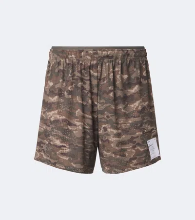 Satisfy Space‑o 5" Camouflage Running Shorts In Green