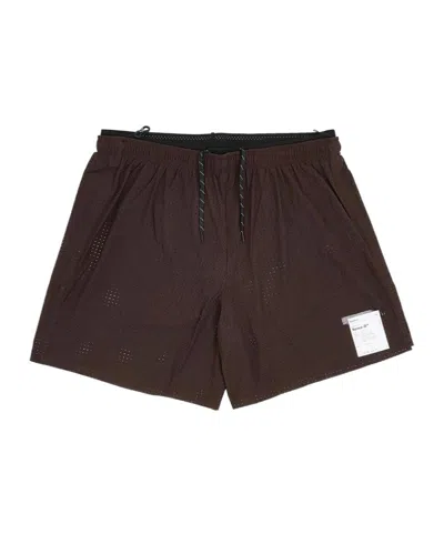 Satisfy Space-o 5 Laser-perforated Performance Shorts In Burgundy