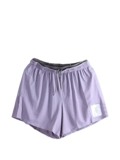 Satisfy Space‑o 5 Perforated Drawstring Shorts In Purple