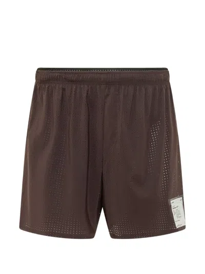 Satisfy Space-o Perforated Shorts In Brown
