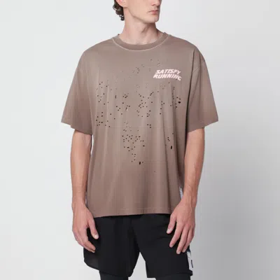 Satisfy Sun Bleached Rain Drum T-shirt With Laser-cut Perforations In Brown