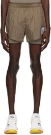 Shop Satisfy Taupe Rippy 3 Trail Shorts In Shitake