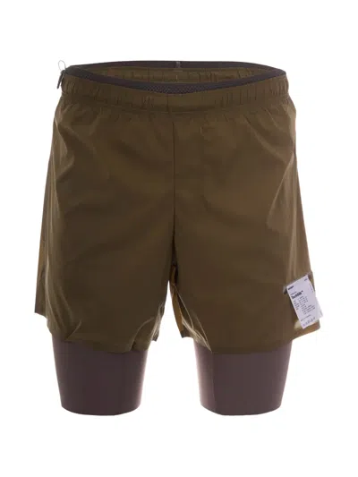 Satisfy Tech Silk Shorts With Dual-layer Structure And Reflective Details In Brown
