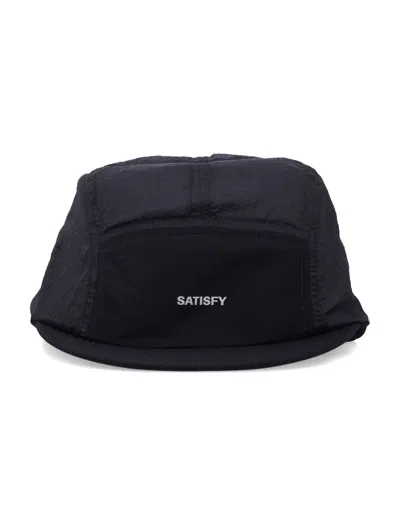 Satisfy Trail Running Cap With Water-repellent Ripstop Crown In Nero