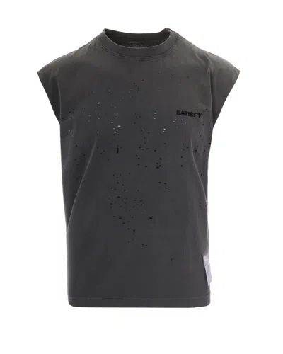 Satisfy T-shirt Mothtechmuscle Faded Black In Gray