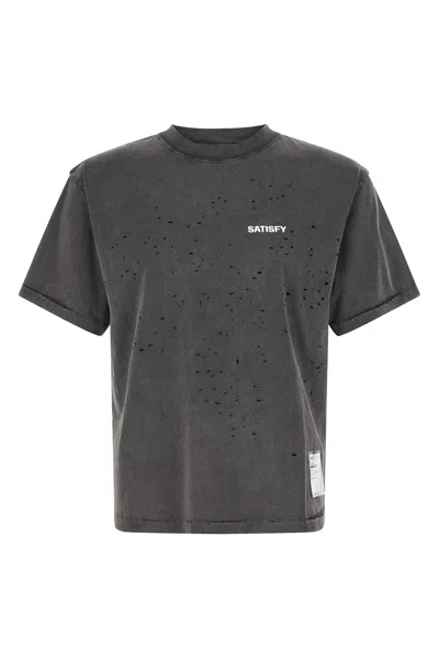 Satisfy T-shirt With Openwork Details In Gray