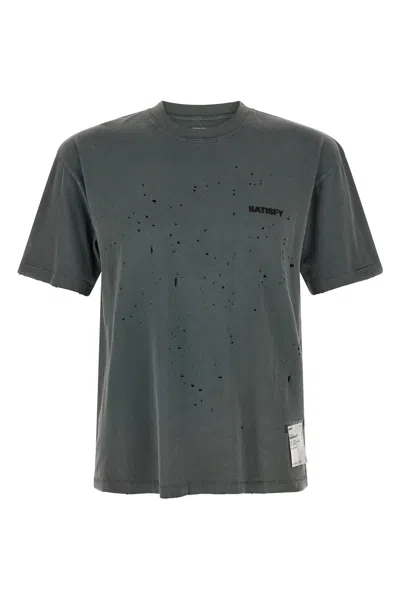 Satisfy T-shirt With Openwork Details In Gray