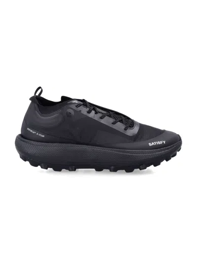 Satisfy Tunelug Trail Running Shoes For Men With Peba/eva Cushioning And Vibram Grip In Black