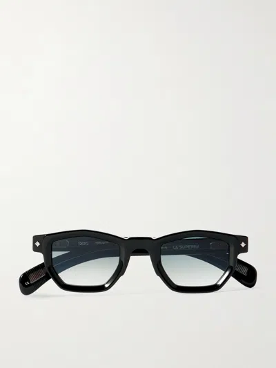 Sato La Superba Hexagon-frame Acetate Sunglasses In Black